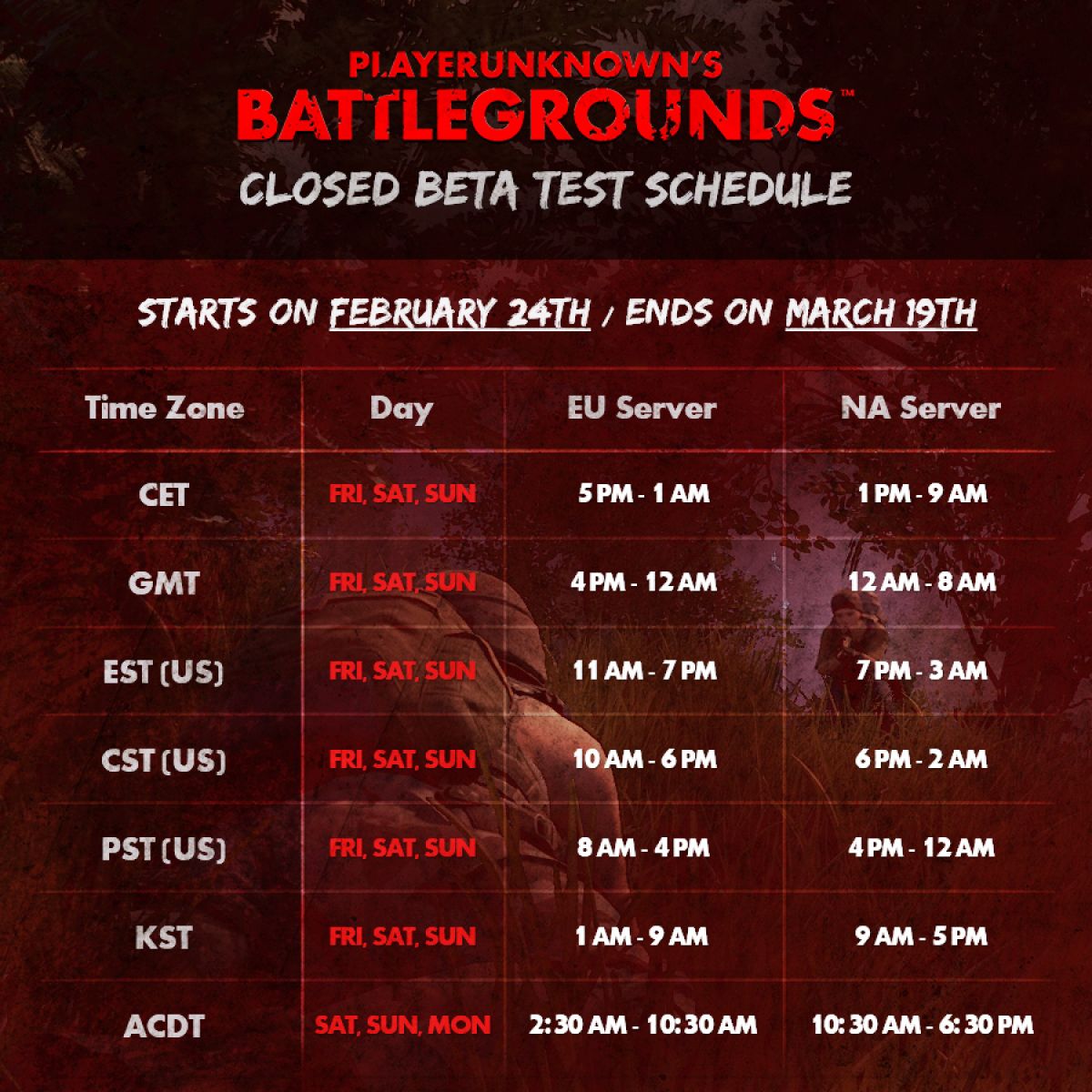 Расписание ЗБТ и системные требования Playerunknown`s Battlegrounds