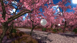 VR health care (running exercise): VR walking and running along beautiful seabeach and sakura forests
