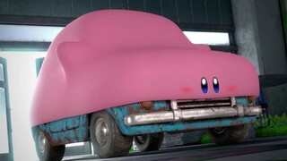 Кирби поглощает крупные объекты в бездонном режиме Kirby and the Forgotten Land