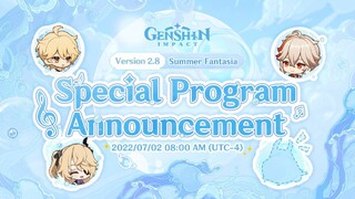 Дата презентации обновления 2.8 для Genshin Impact
