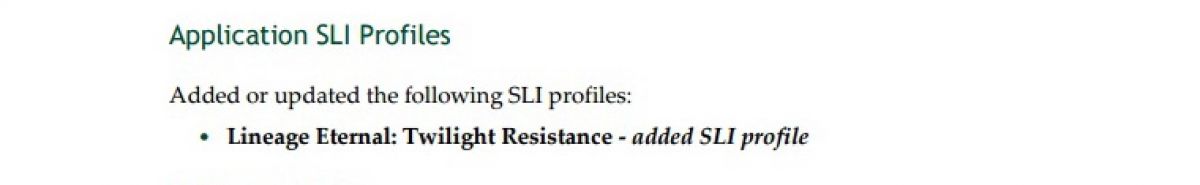 SLI профиль Lineage Eternal появился в последнем драйвере Nvidia