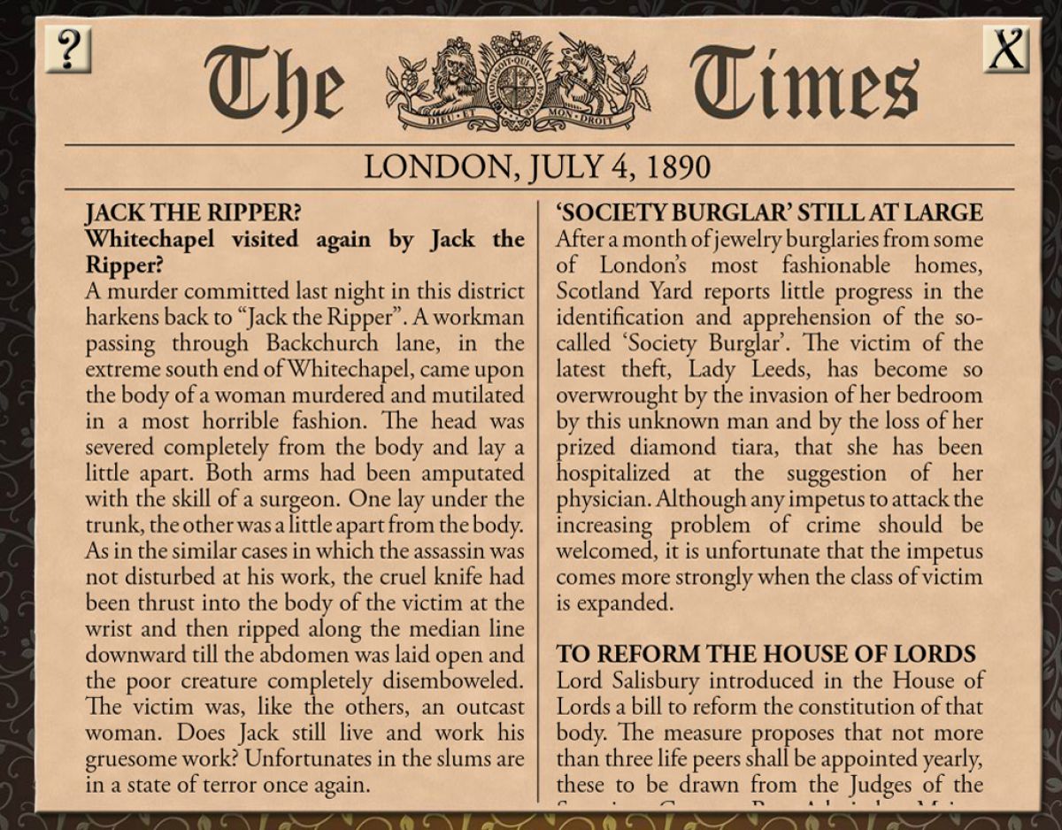 Скриншот 5 к игре Sherlock Holmes Consulting Detective: The Case of the Mystified Murderess