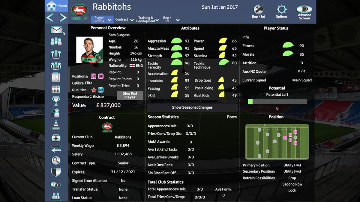 Скриншот 7 к игре Rugby League Team Manager 2018