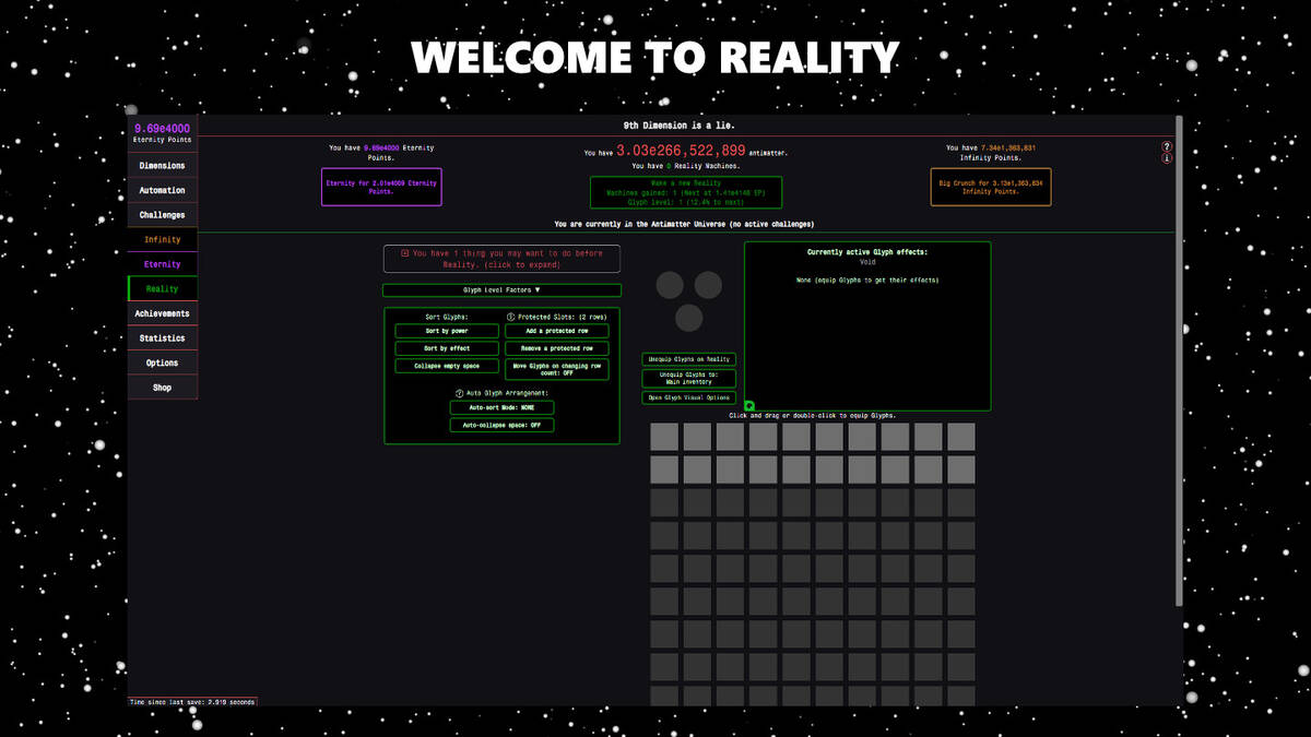 Скриншот 5 к игре Antimatter Dimensions