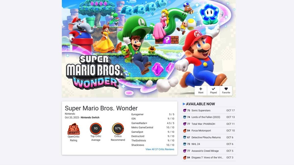 Интересно и разнообразно — Super Mario Bros. Wonder получает высочайшие  оценки от критиков