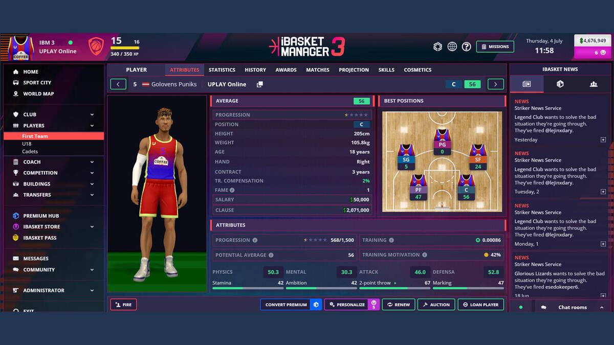 Скриншот 6 к игре iBasket Manager 3 - Online Basketball Manager