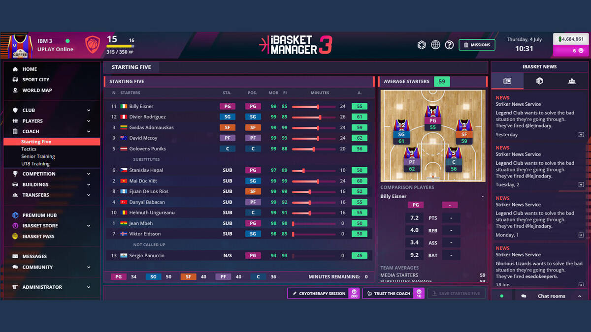 Скриншот 7 к игре iBasket Manager 3 - Online Basketball Manager