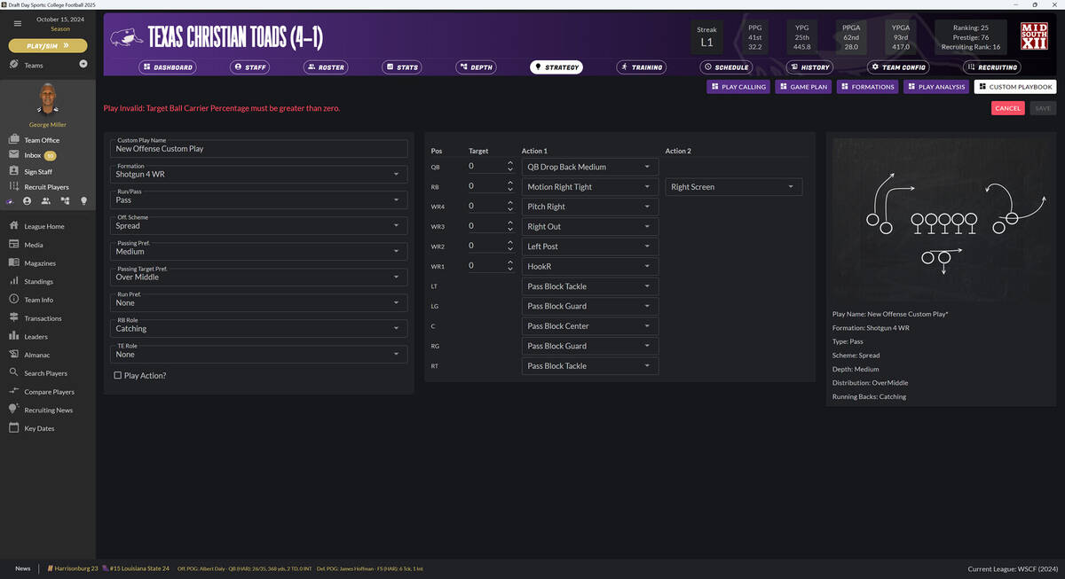 Скриншот 6 к игре Draft Day Sports: College Football 2025