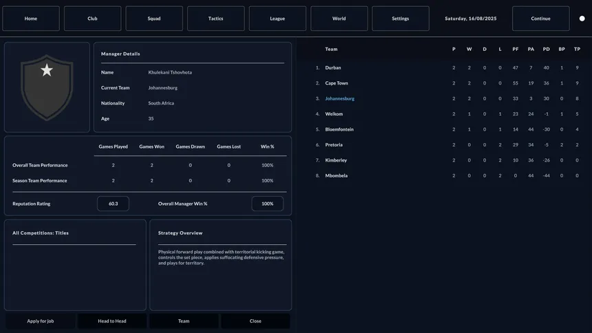 Скриншот 7 к игре Rugby Career Manager