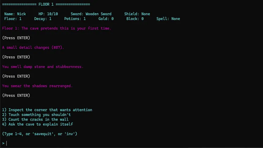 Скриншот 6 к игре Nick's Text Adventure