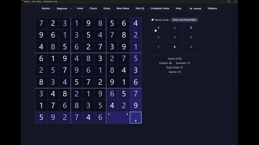 Скриншот 6 к игре Sudoku Challenge Pro