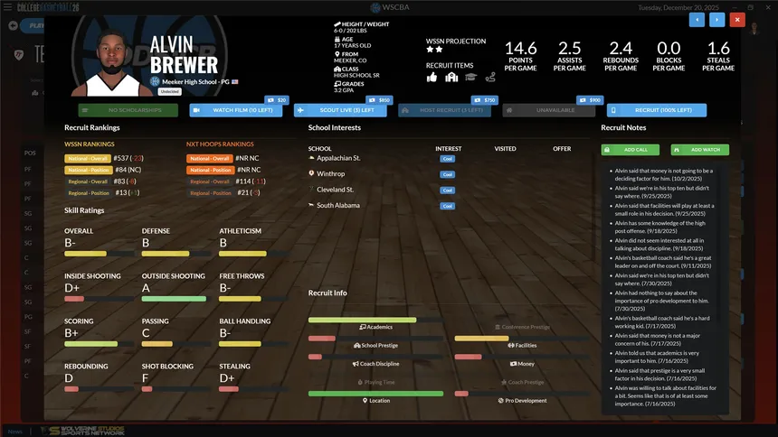 Скриншот 7 к игре Draft Day Sports: College Basketball 2026