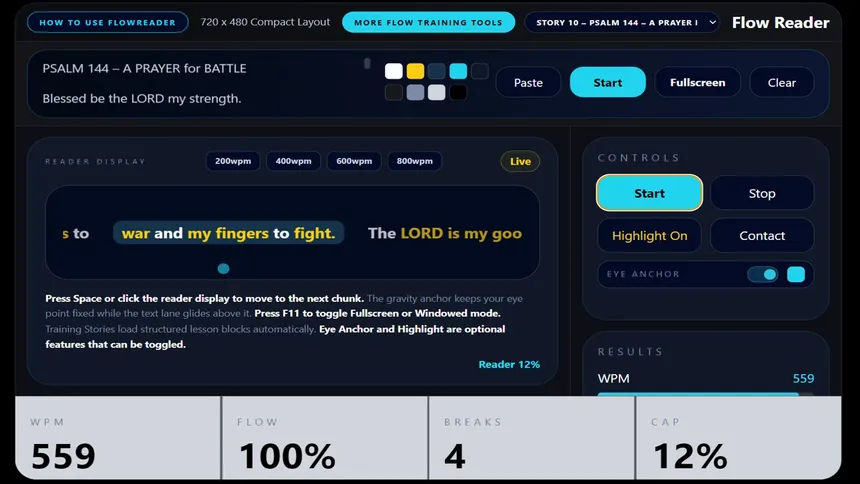 Скриншот 5 к игре Flow Reader — Speed Reading Trainer