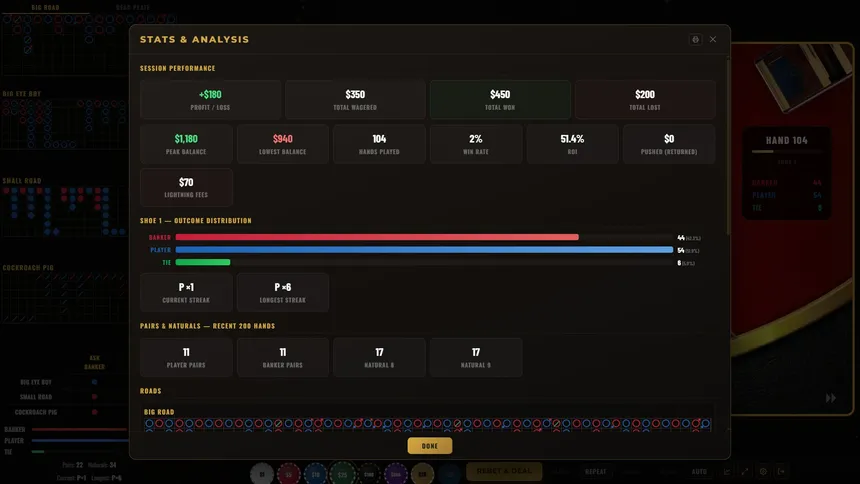Скриншот 5 к игре Baccarat Strada: Ultimate Baccarat Punto Banco Simulator & Trainer