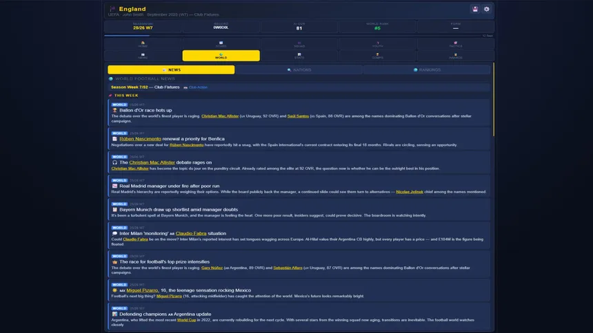 Скриншот 5 к игре Sim: World Cup Manager