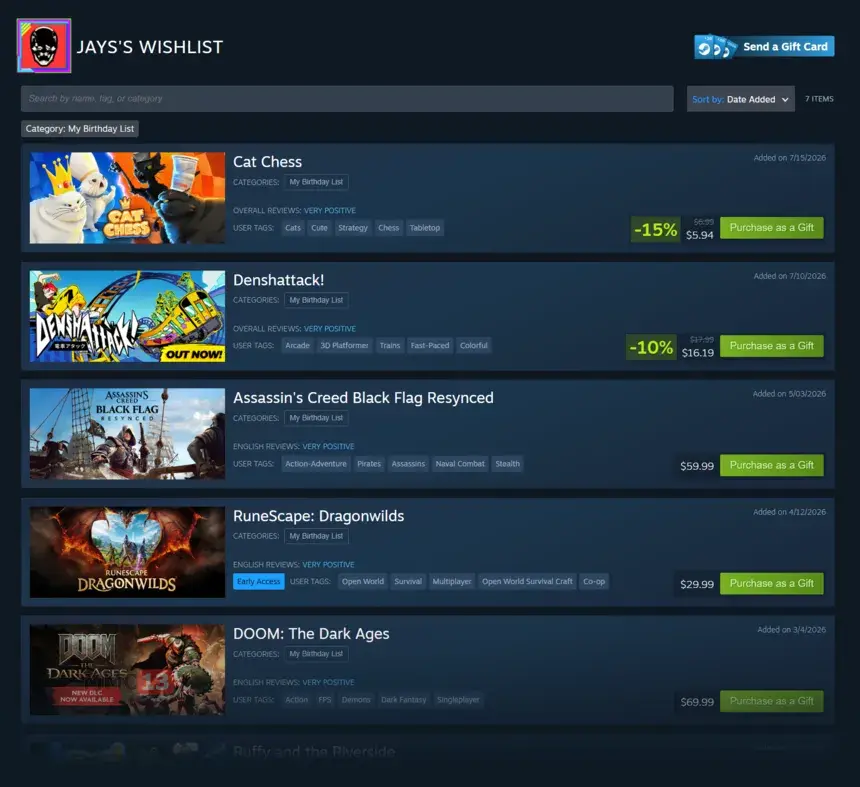В Steam обновили систему подарков — дарить игры стало проще
