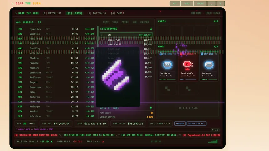 Скриншот 6 к игре BEAR THE BURN: A Stock Market Deckbuilder