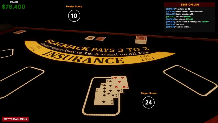 Скриншот 6 к игре Blackjack Simulator 2027