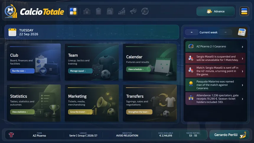 Скриншот 1 к игре Calcio Totale