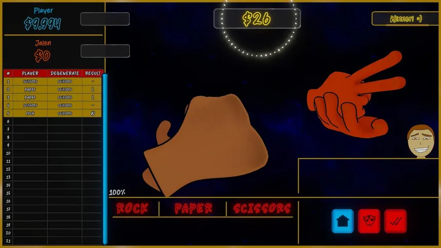 Скриншот 1 к игре Rock Wager Scissors