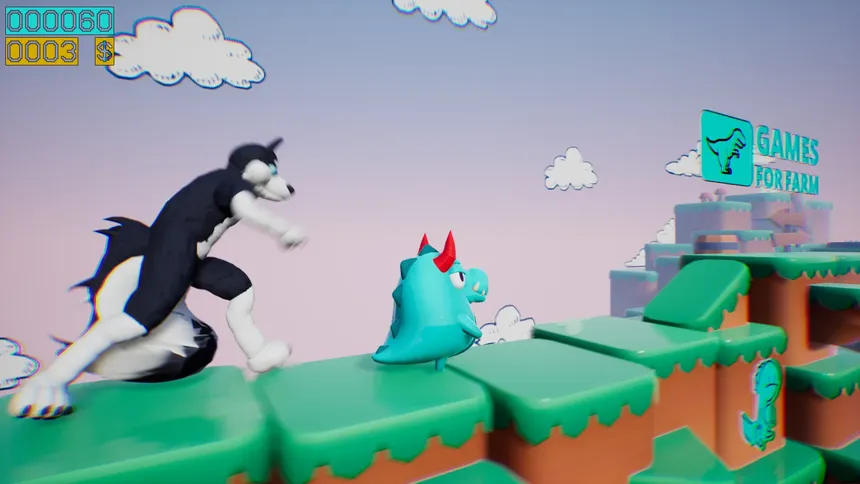 Скриншот 1 к игре Dino running from a FURRY: GAMESFORFARM