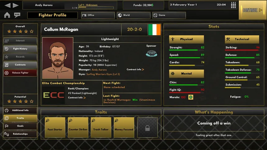 Скриншот 1 к игре Elite MMA Manager