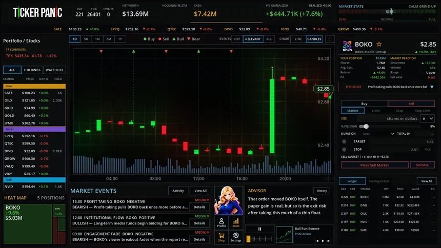 Скриншот 1 к игре Ticker Panic: Stock Market Simulator