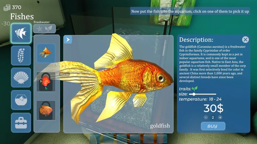 Скриншот 4 к игре Aquarist - стройте аквариумы, разводите рыбу, развивайте свой бизнес.