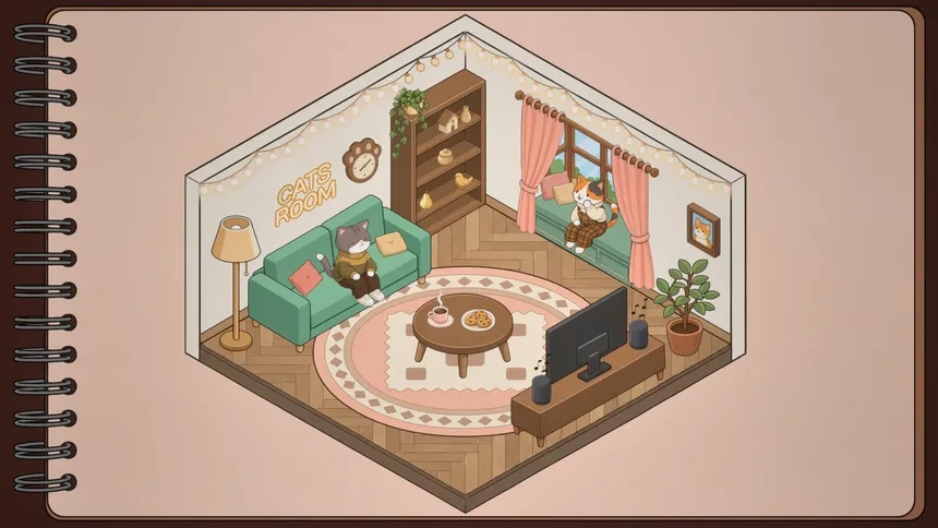 Скриншот 5 к игре Cat Rooms: Sticker Decor!