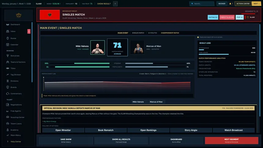 Скриншот 2 к игре WBS26 Wrestling Booker Simulator