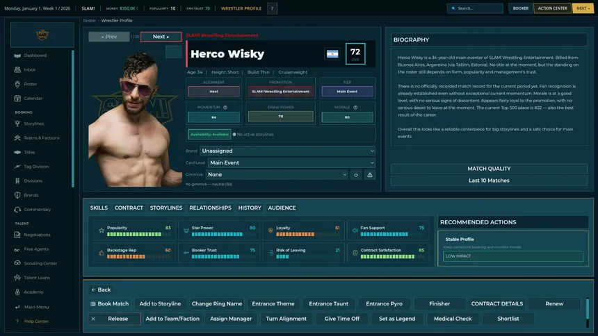 Скриншот 3 к игре WBS26 Wrestling Booker Simulator