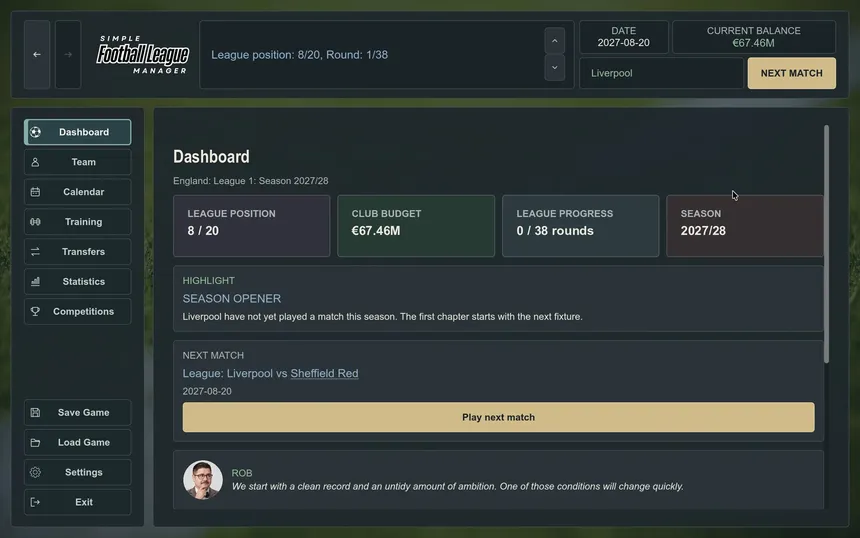 Скриншот 1 к игре Simple Football League Manager