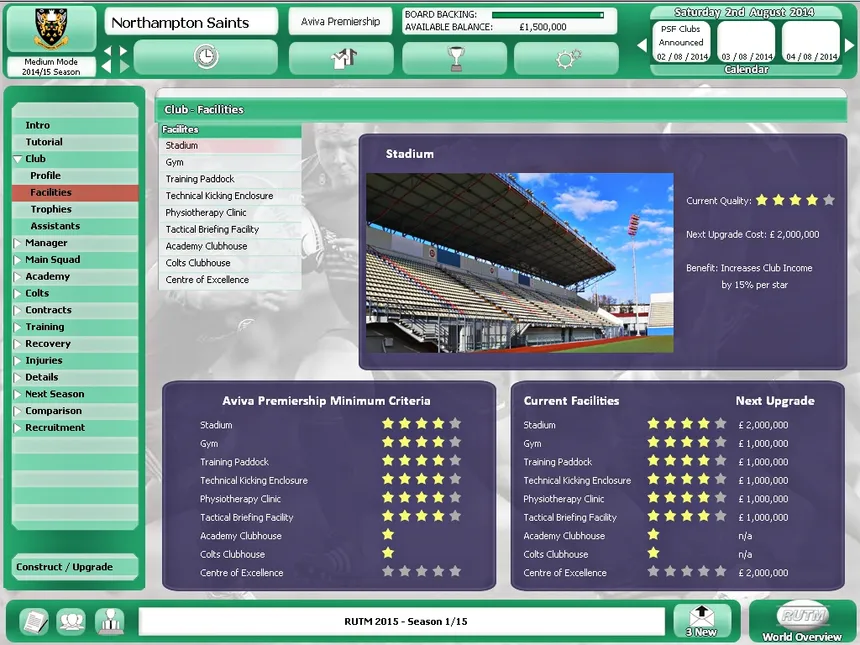 Скриншот 5 к игре Rugby Union Team Manager 2015