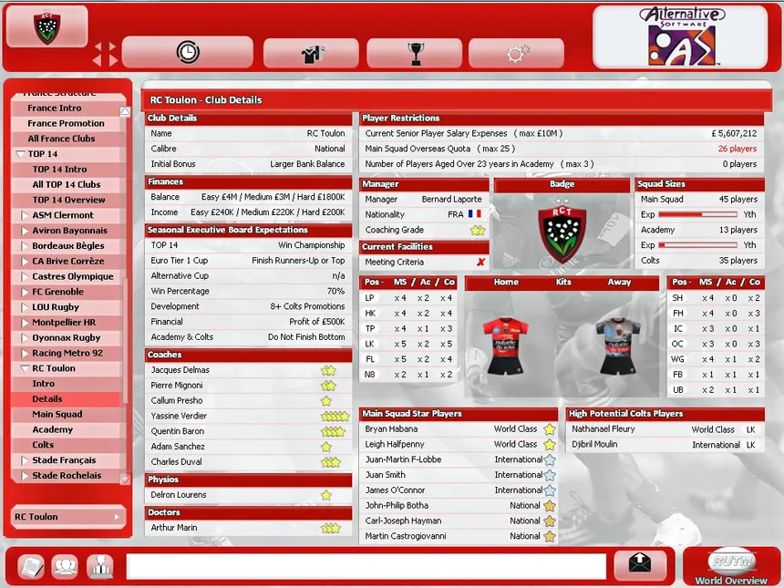 Скриншот 7 к игре Rugby Union Team Manager 2015