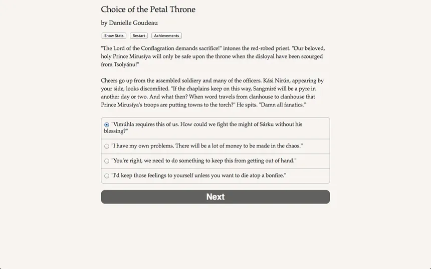 Скриншот 1 к игре Choice of the Petal Throne