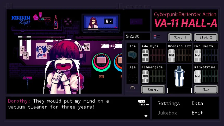 Скриншот 1 к игре VA-11 Hall-A: Cyberpunk Bartender Action