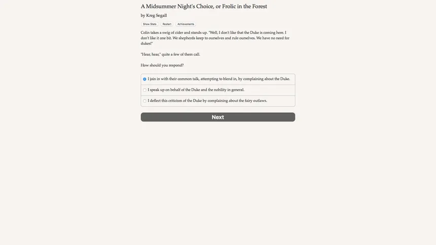 Скриншот 1 к игре A Midsummer Night's Choice
