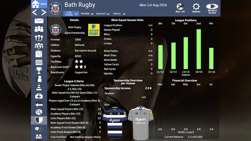 Скриншот 5 к игре Rugby Union Team Manager 2017