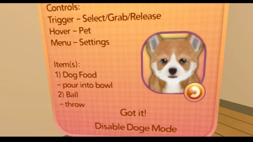 Скриншот 1 к игре Puppy Doge VR