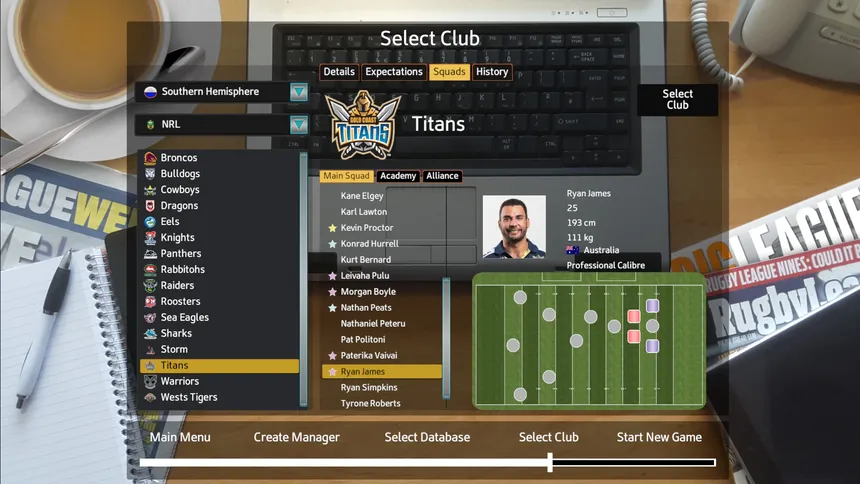 Скриншот 1 к игре Rugby League Team Manager 2018