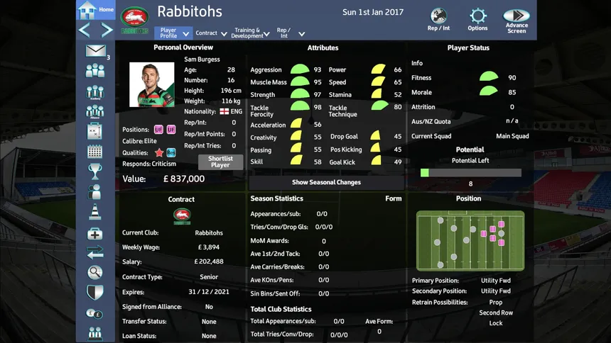 Скриншот 7 к игре Rugby League Team Manager 2018