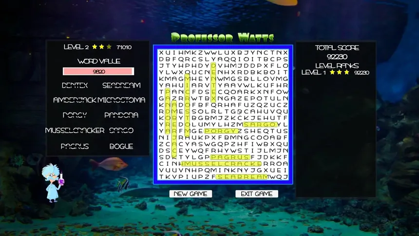 Скриншот 1 к игре Professor Watts Word Search: Into The Ocean