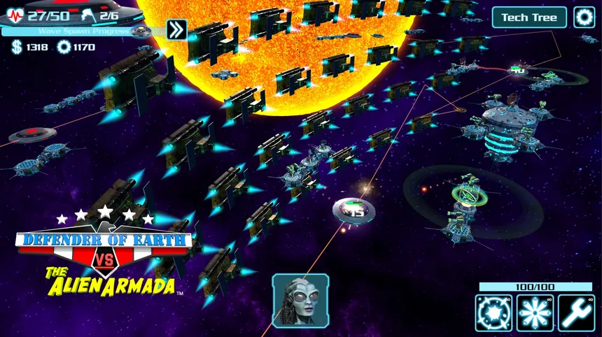 Скриншот 1 к игре DEFENDER OF EARTH VS THE ALIEN ARMADA