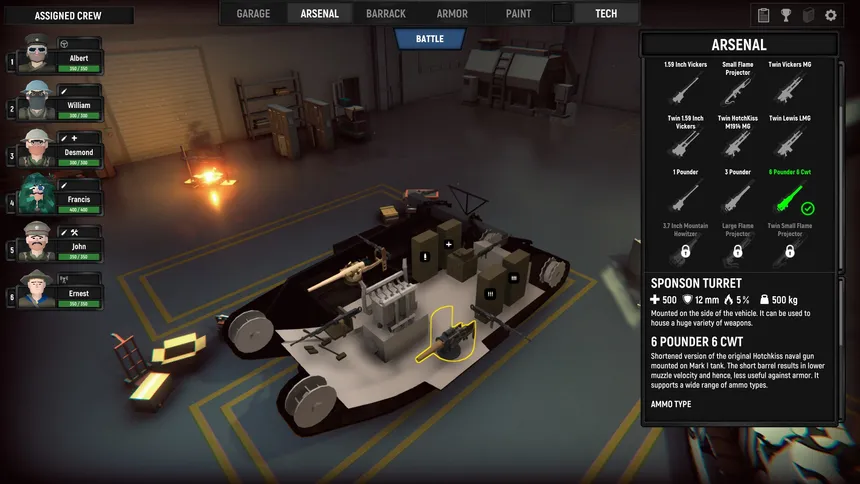 Скриншот 6 к игре Armored Battle Crew [World War 1] - Tank Warfare and Crew Management Simulator