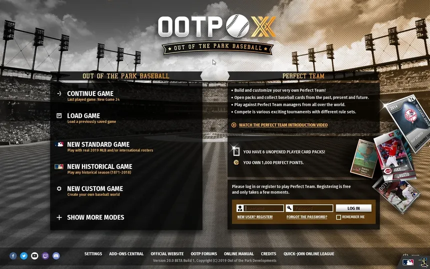 Скриншот 1 к игре Out of the Park Baseball 20