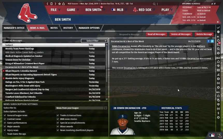 Скриншот 7 к игре Out of the Park Baseball 20