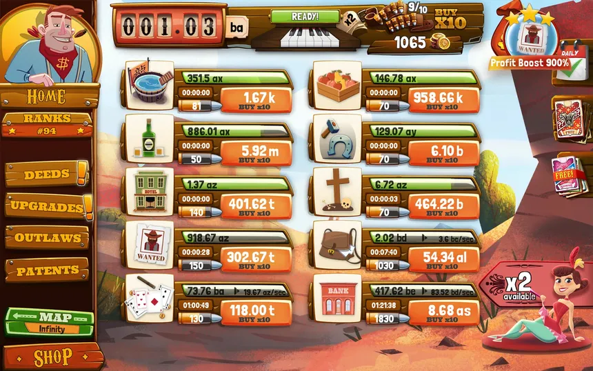 Скриншот 1 к игре Wild West Saga: Idle Tycoon Clicker
