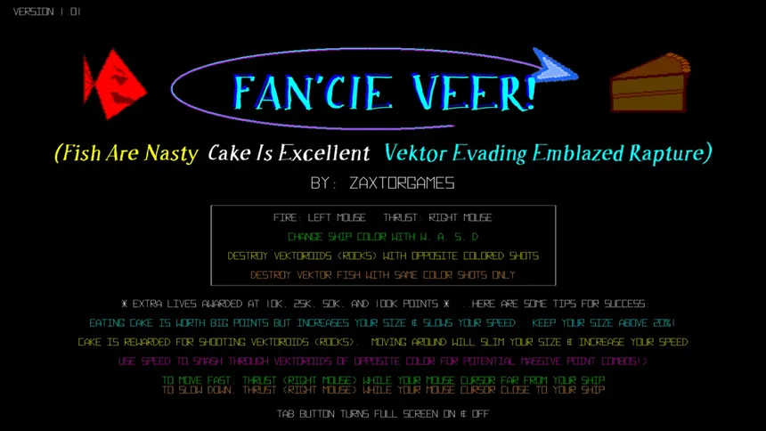 Скриншот 1 к игре FAN'CIE VEER! (Fish Are Nasty, Cake Is Excellent Vektor Evading Emblazed Rapture)