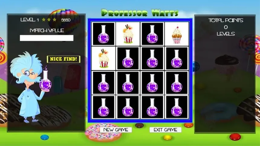 Скриншот 1 к игре Professor Watts Memory Match: Yummy Cupcakes