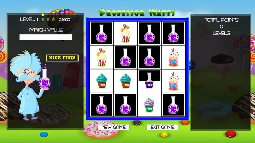 Скриншот 2 к игре Professor Watts Memory Match: Yummy Cupcakes